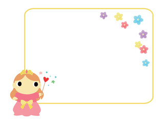 お姫様のアイコン　四角フレーム＋花の装飾付