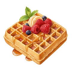 Belgian waffle isolated on transparent background