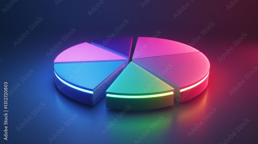 Poster a d pie chart that shows voting preferences with each slice glowing in different colors
