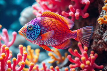 coral reef is a vibrant and bustling community of fish with a wide variety of species and schools creating a colorful and lively underwater neighborhood