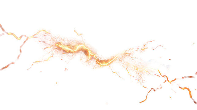 Realistic fire lightning effect with transparent background