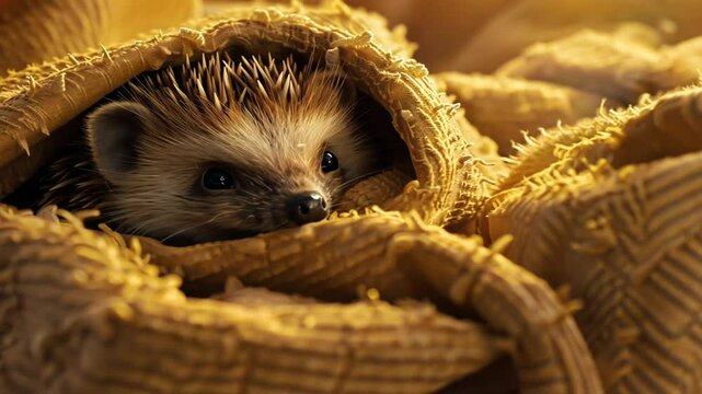 Igel kuschelt in Decke