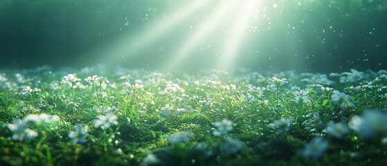 Fototapeta premium Enchanted Meadow: A Serene Springtime Landscape