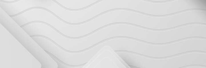 Obraz premium White geometric shapes on wavy background, modern design, website template