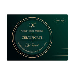 certificate for discount. gift card for services