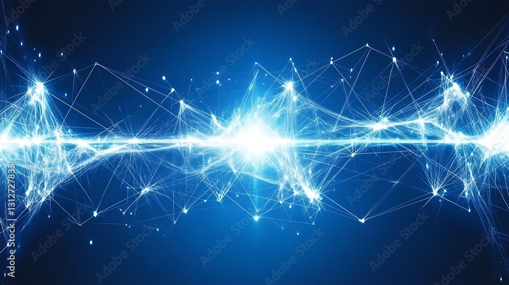 Poster abstract technology network connection with a bright energy core