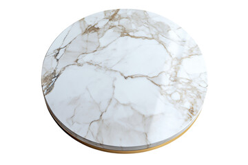 Elegant round marble table with a golden trim showcasing stunning natural patterns in a bright setting