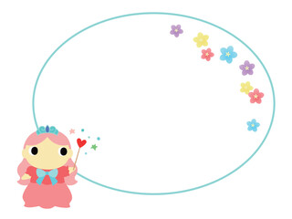 お姫様のアイコン　円形フレーム＋花の装飾付