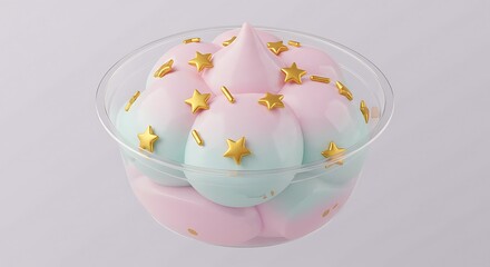 Close Up Dessert in a Cup with Pastel Colors and Stars