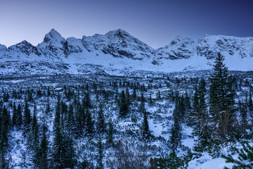 Winter landscape of the Tatra Mountains in early morning, Poland