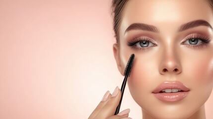 Fototapeta premium Stunning Makeup Application, Enhancing Beauty with Mascara