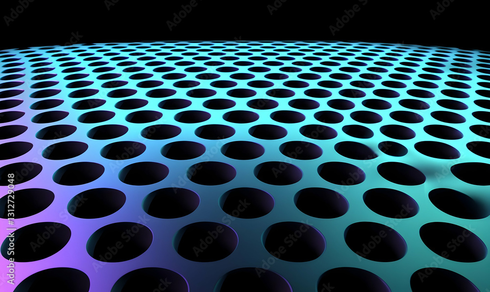 Poster abstract pattern with circular holes on a colorful gradient surface