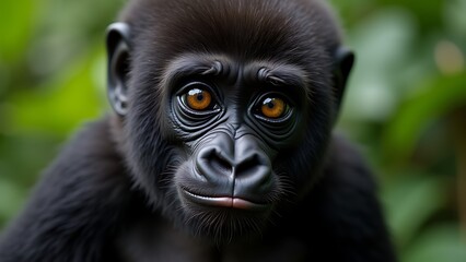 Fototapeta premium young gorilla closeup wildlife nature photo