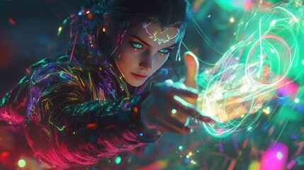 Cyberpunk Sorceress: Neon Magic