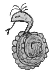 Alien reptile hand drawn sketchy style isolated illustration