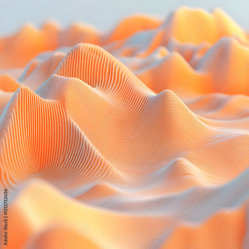 Poster abstract orange wavy terrain with soft curves and smooth texture