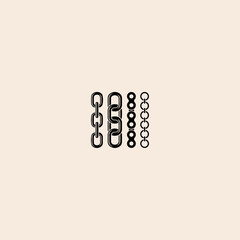 Metal chain parts set icon flat vector design. 