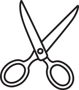 black scissors cutting, simple outline clip art preview