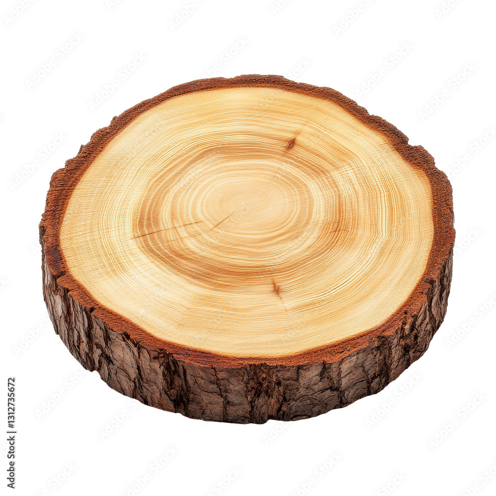 Poster sliced wooden blank showcasing natural grain patterns on a transparent background for crafting and d