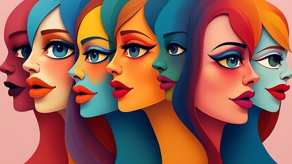 Obraz premium colorful geometric faces illustration