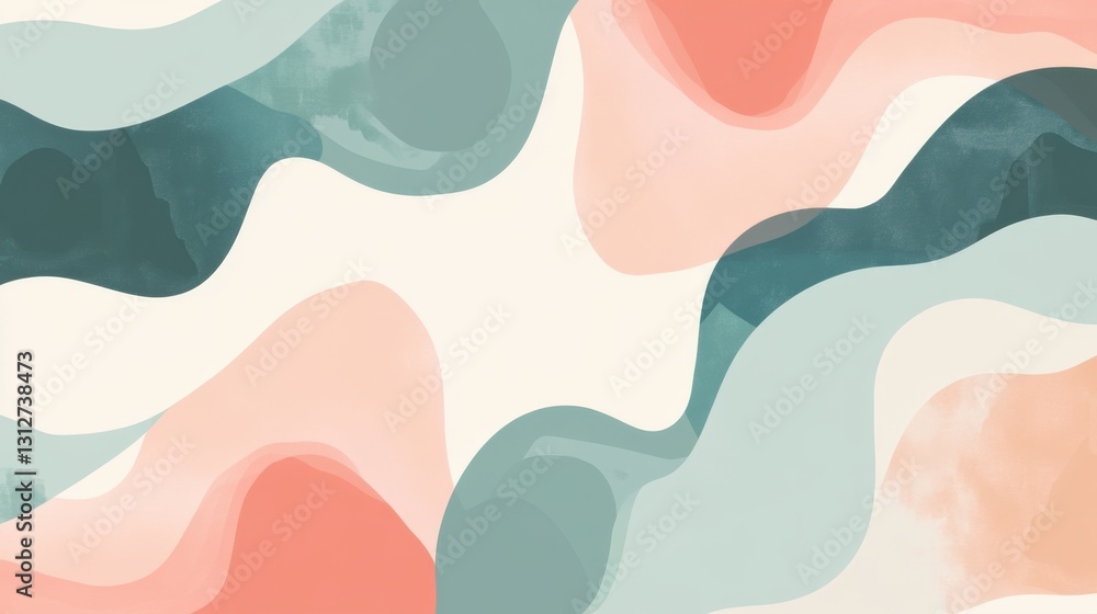 Aufkleber soft pastel shapes blend into one another, creating an inviting atmosphere with a minimalist aesthet