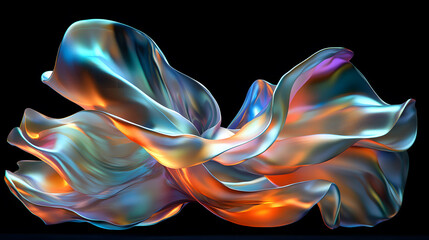Obraz premium Abstract iridescent flowing fabric, 3D render