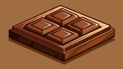 A whole piece of dark chocolate, square, with a Brown background