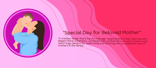 Beautiful young mother holds a baby. The concept of family, motherhood, pregnancy. Modern vector flat illustration. Clipart for design