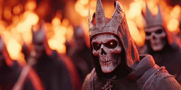 conclave concept with a skeleton in a religious cloak