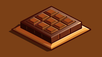 A whole piece of dark chocolate, square, with a Brown background