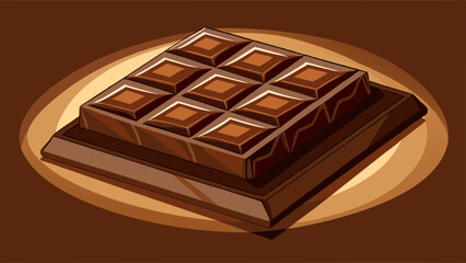 A whole piece of dark chocolate, square, with a Brown background