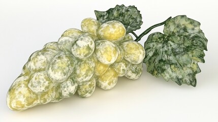 Moldy grapes studio shot, white background, food decay