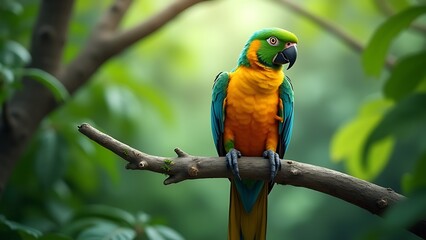 Obraz premium vibrant green winged macaw parrot