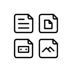 a set of document icons in square shape, suitable for design and website. Icons are arranged in a square vector illustration