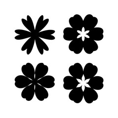 Fototapeta premium four simple flower icons, each with a unique shape and detail, perfect for web design or graphic projects. vector bundle collection illustration
