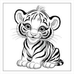 Fototapeta premium tiger coloring page outline