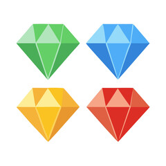 a collection of four colorful diamonds, each a different vibrant hue vector illustration