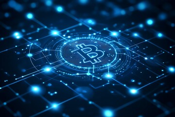 A digital representation of a cryptocurrency bitcoin network