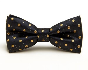 Elegant Black Bow Tie with Gold Polka Dots Fashion Accessory
