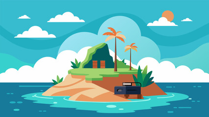 Naklejka premium The session takes place on a secluded island where the only sounds are those of nature and the ocean allowing participants to fully immerse themselves in the theutic benefits of. Vector illustration
