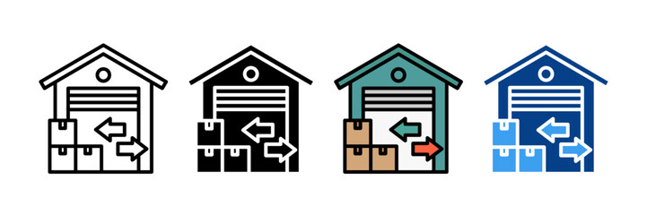 Warehouse Icon Set Multiple Style Collection
