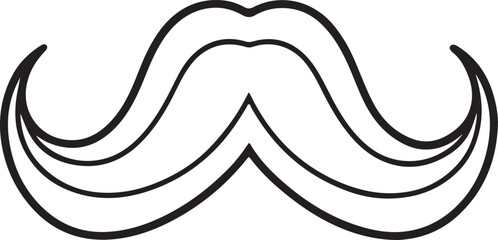 mustache line art, black outline, vector and illustration, coloring book page line art drawing