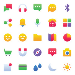 Material icons set for Gradient color.