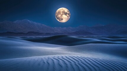 Mesmerizing Moonlit Dunes: A Night in the Desert
