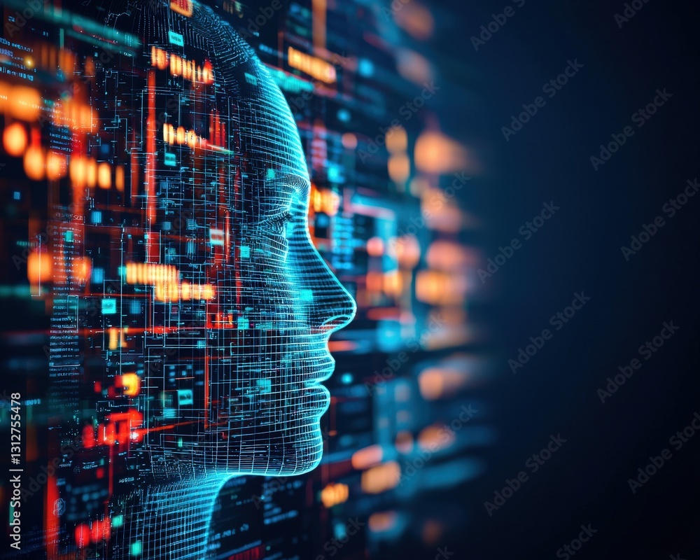 Poster an abstract representation of ai decoding human emotions.