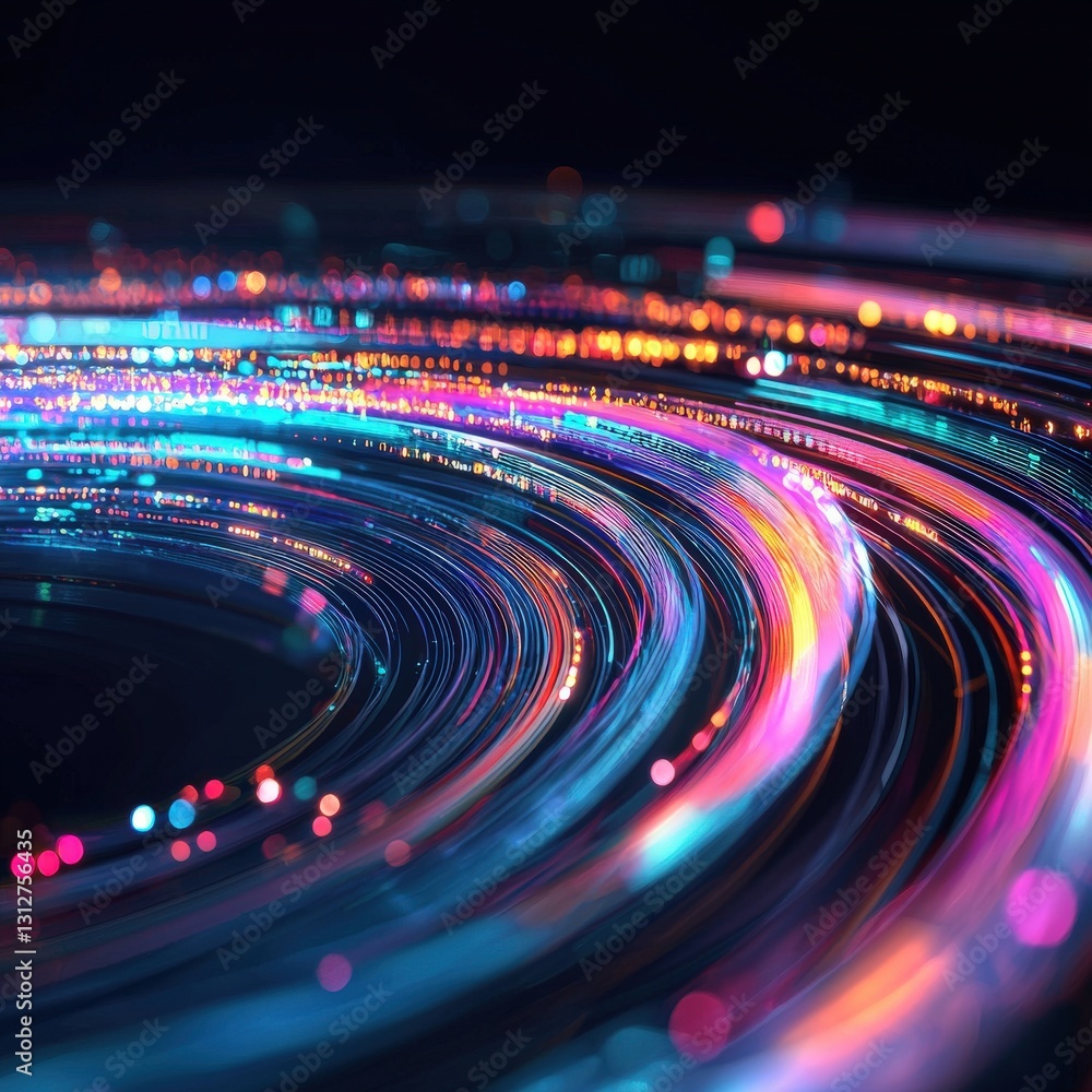 Poster an abstract visualization of the internet as a flowing river of data.