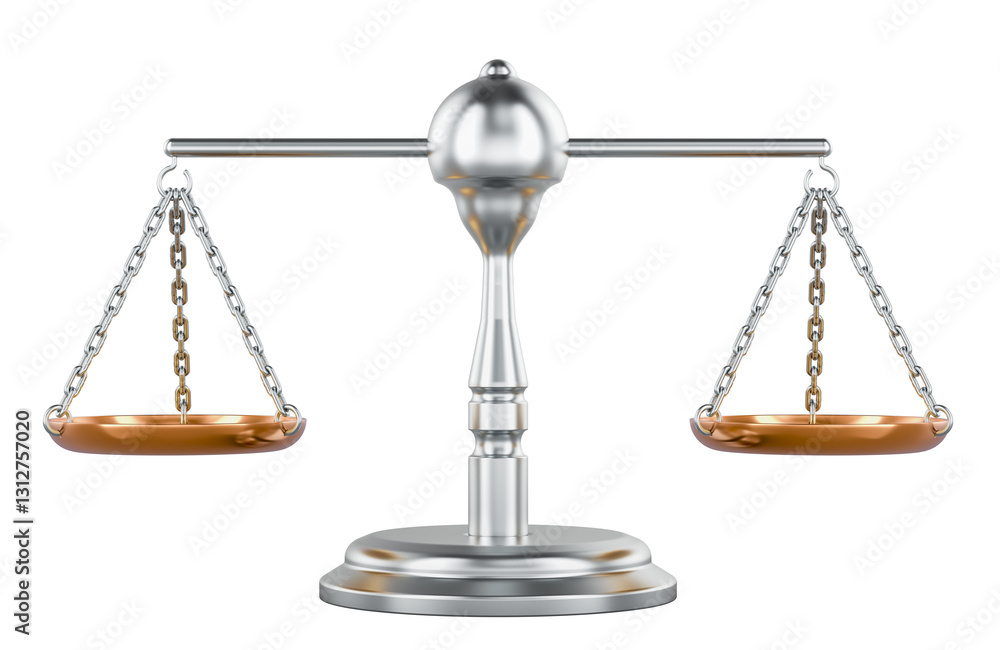 Aufkleber scales of justice. empty, front view. 3d rendering isolated on transparent background