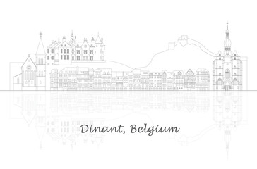Fototapeta premium Outline Skyline panorama of town of Dinant, Belgium - vector illustration