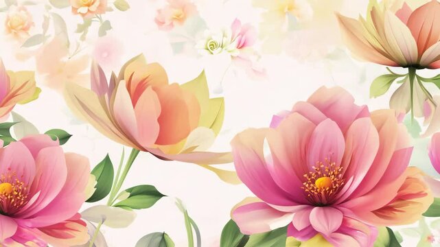 Watercolor Wedding Flower Composition with Floral Background Seamless Loop Animation