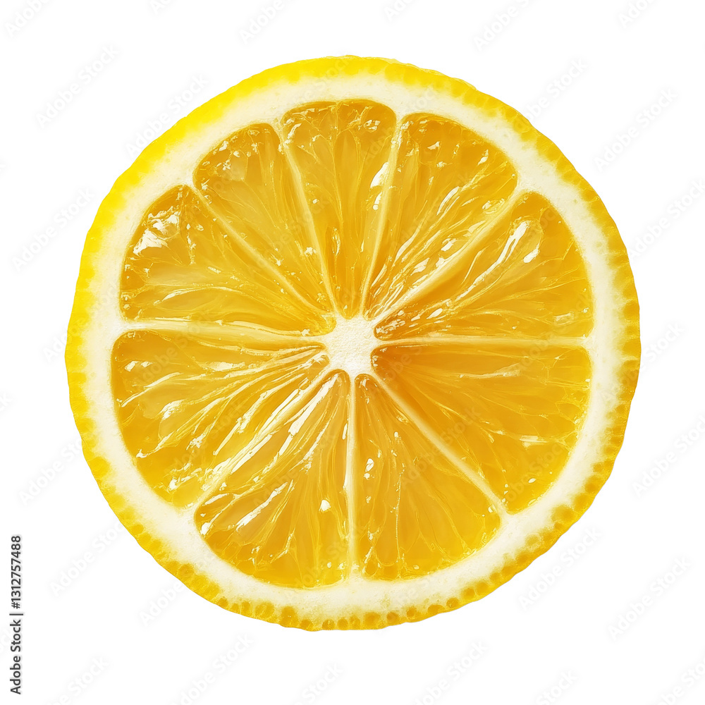 Aufkleber fresh lemon slice isolated on a transparent background showcasing vibrant yellow color and juicy tex